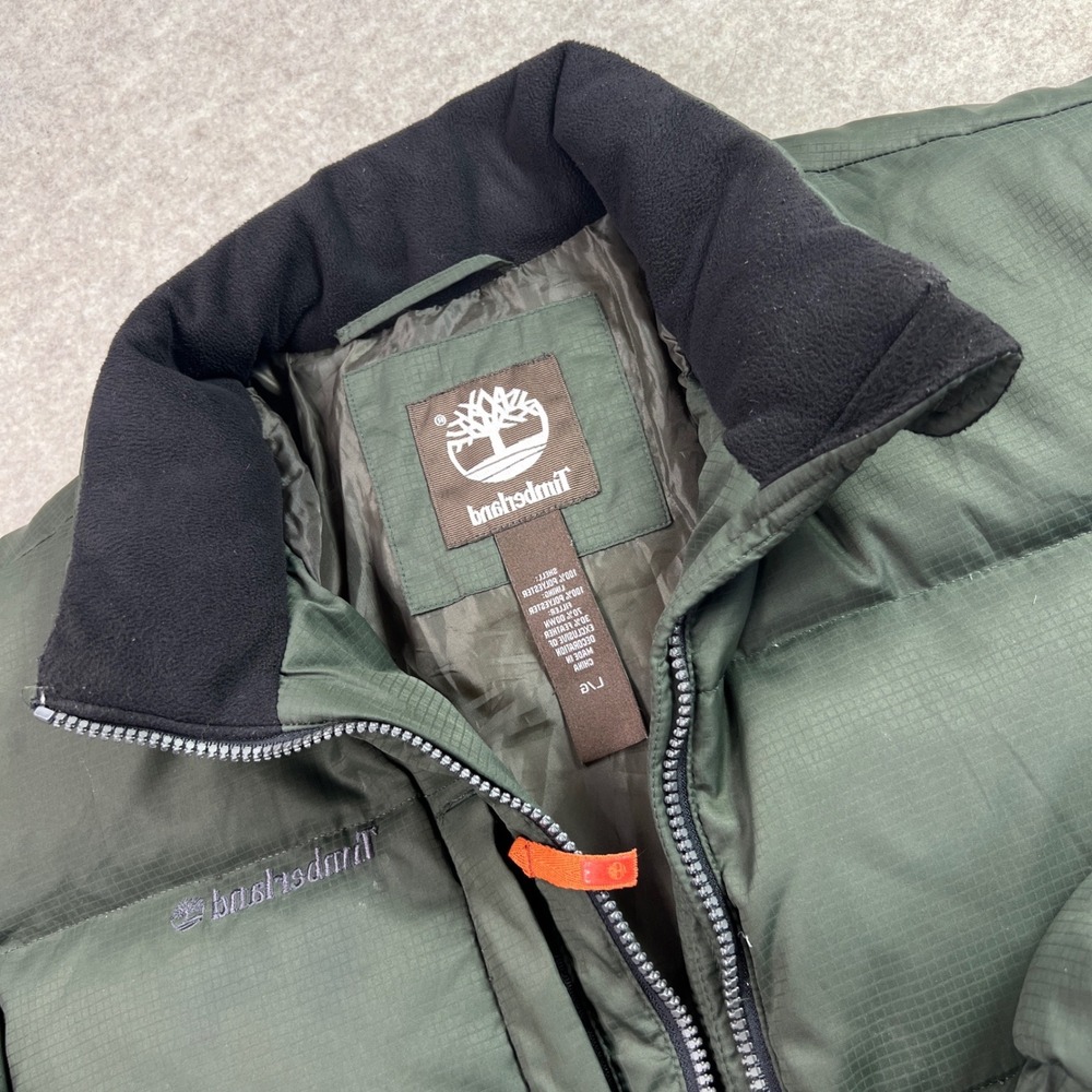 VTG Timberland Men's Large Down/Feather Puffer Jacket Green Ripstop Winter Coat
